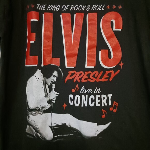 Elvis Presley Live in Concert Black Graphic T-shirt Size‎ M Rock Tee - Picture 2 of 6